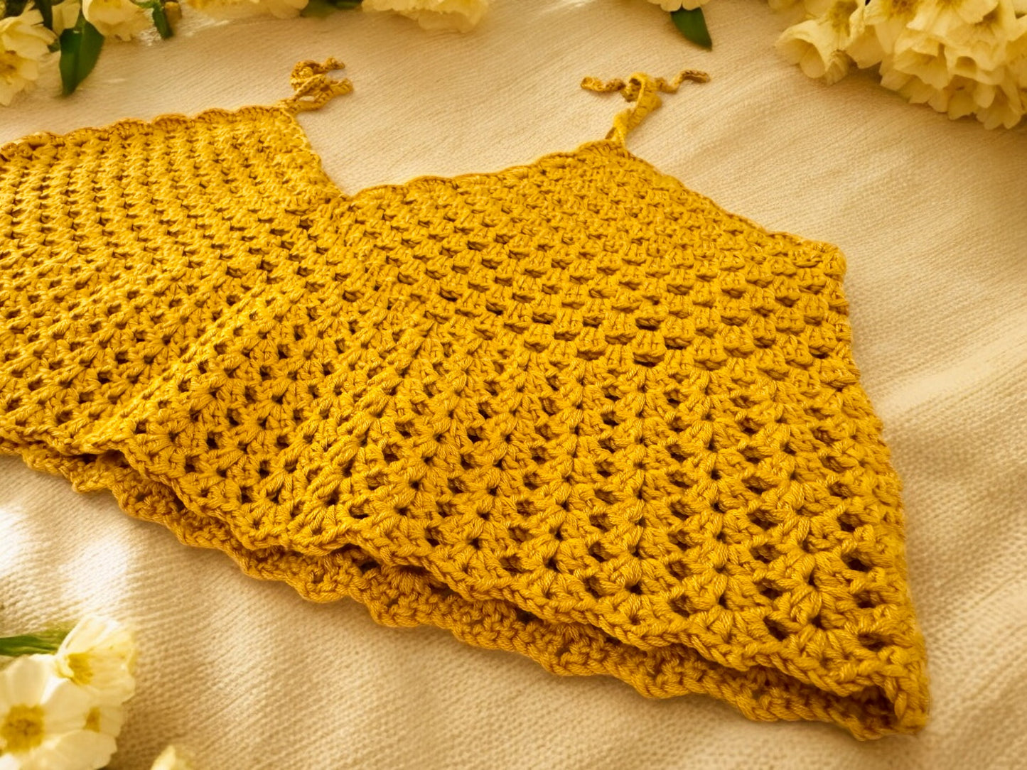 Mustard Crochet Crop Top