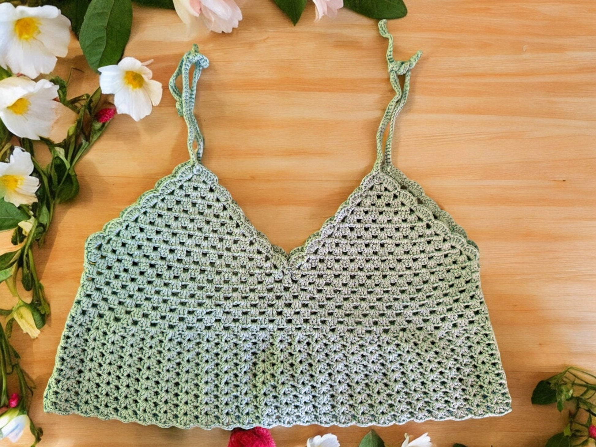 Seafoam Crochet Crop Top