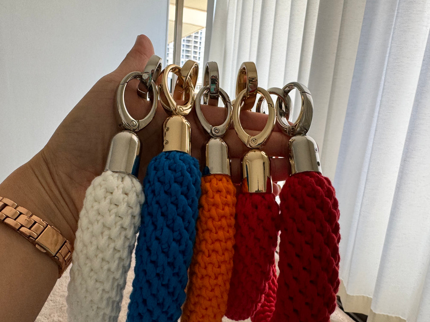 Bag handles being held up